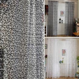 Curtain Fashion 100cm X 200cm Peony Flower Window Curtains Door Room Divider Sheer Panel Drapes Scarfs