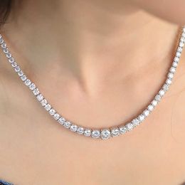 Designer Moissanite Diamond Necklace for Women Cuban Chain Luxury Gems White Gold Vermeil Graduated 3.5mm Vvs Tennis Link Jewellery Gift Fashion Free Shipping Iqfa