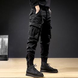 Men's Pants Cargo Pants Men Ankle Length Streetwear Casual Pants Men Military Style Slim Fit Pure Cotton Trouser Japan Style Black Pants Men 230515