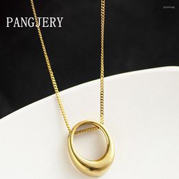 Chains PANGJERY 316L Stainless Steel Ellipse Pendant Necklace For Women Simple Elegant Clavicle Chain Engagement Party Jewellery Gifts