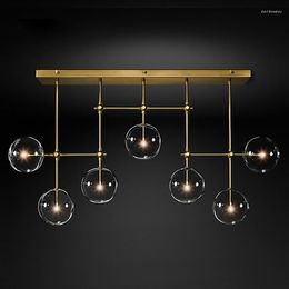 Chandeliers Gold Or Black LED Modern Nordic G4 Clear Glass Ball Chandelier Lighting Living Room Restaurant Bedroom Hanging Lamp