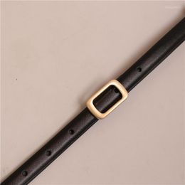 Belts Women's Real Leather Belt For Women Vintage Metal Buckle Casual Female Cowskin Jeans Thin Narrow Design