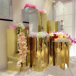 Party Decoration Mirror Columns Dessert Table Round Pedestal White Cake Rylinder Pillar Wedding Plinth For Marriage 289