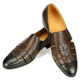 Echtes Leder Herren-Loafer-Schuhe, Sommer-Freizeitschuhe, modische Antriebsschuhe, Bootsschuhe, bequeme Slip-on-atmungsaktive Freizeitschuhe