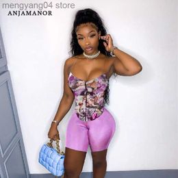 Women's Tracksuits Vintage Aesthetic Print Crop Top and Biker Shorts 2 Piece Sets Women Summer Clothing 2021 Sexy Club Outfits D21-CB20 T230515