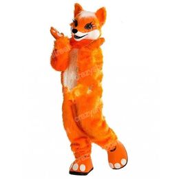 halloween Long Fur Fox Wolf Husky Mascot Costume Cartoon Character Outfits Suit Christmas Carnival Unisex Adults Carnival Birthday Party Dress