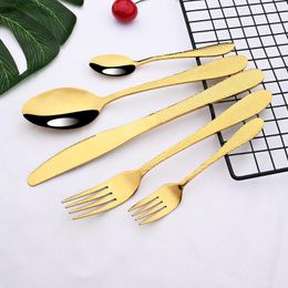 Flatware Sets 1/2/4Set Table Stainless Steel Mirror Gold Cutlery Dinnerware Set Western Dinner Knife Fork Tea Spoon Tableware Silverware