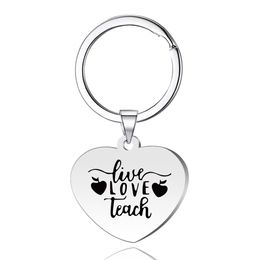 Teacher Live Love Teach Key Chains Keyring Keychain Women Men Unisex Fashion Jewellery Christmas Gift