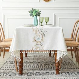 Table Cloth Floral Decoration Fabric Art Cotton Linen Minimalist Rectangular Tea And Desk
