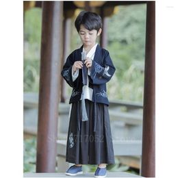 Ethnic Clothing Asian Japanese Style Traditional Clothes Kimono Set Boy Fancy Streetwear Breathable Yukata Embroidery Fashion Hanfu Loose