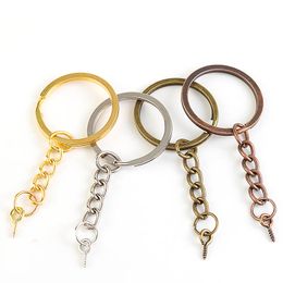 10-20pcs Screw Eye Pin Key Chain Key Ring keychain Bronze Rhodium Gold Colour Keyrings Split Rings With Screw Pin Jewellery Making