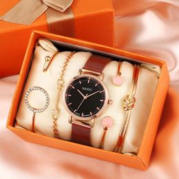 Wristwatches 2023 Women Watches Bracelet Set Ladies Watch Casual Rose Gold Mesh Band Female Quartz Wristwatch Clock Relogio Feminino