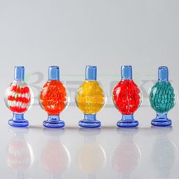 Beracky New Built-in Flower Glass Bubble Carb Cap 26mm OD Stripe Carb Caps for Bevelled Edge Quartz Banger Nails Water Bongs Dab Rigs