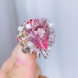 Cluster Rings HJY Morganite Ring 8.62ct Fine Jewelry 18K Gold Natural Pink Beryl Heliodor Jewellery For Women