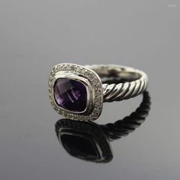 Cluster Rings Solid Sterling Silver Jewellery 10x8mm Noblese Ring With Aqua Chalcedony 925 Amethyst Black Onyx Blue Topaz Women