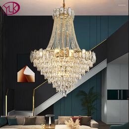 Chandeliers YOULAIKE Modern Crystal Chandelier For Living Room Gold Home Decor Hanging Light Fixture Large Hallway Loft Led Cristal Lamp