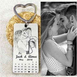 Personalised Calendar Keychain Po calendar key chain Hand Stamped Calendar Engrave Po Keychain Picture Keyring Custom Gift 2256q