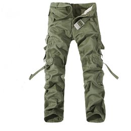 Men's Pants Men Cargo Pants Army Green Big Pockets Decoration Mens Casual Easy Wash Autumn CottonTrousers Plus Size 42 230515