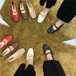 Dress Shoes Bailamos Women Red Lightweight Shoes Square Toe Slip On Vintage Soft Ballet Flats Female Shoes Ballet Flats Casual Sneaker Shoe 230515