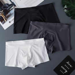 Underpants 3 Pcs/set Men's Ice Silk Ultra-thin Silk Boxer Summer Breathable Transparent Male Panties Seamless Underwear 230515