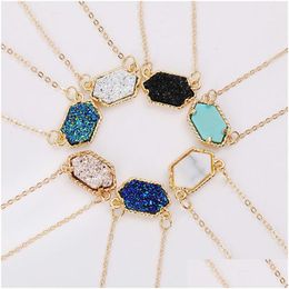 Pendant Necklaces Women Colorf Crystal Cluster Turquoise Diamond Necklace Europe And America Simple Clavicle Chain Gift Drop Dhgarden Dhumw