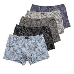 Underpants 4PCS/Lot 6XL 5XL 100% Cotton Loose Boxers Four Shorts Underpants Men'S Boxers Shorts Breathable Underwear printing Comfortable 230515