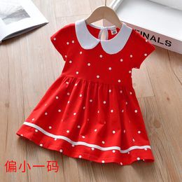 Girl Dresses Girls' Dress Summer Western Style Korean Doll Collar Little Dot Short Sleeve Princess Children's Clothing