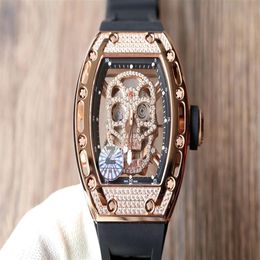 Z factory produced luxury men's watch hollow hollow skull dial original 6T51 zero rework automatic mechanical movement dou2985
