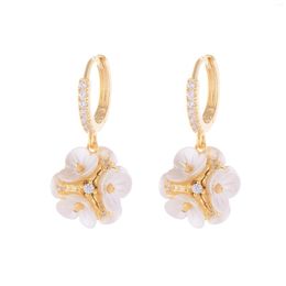 Stud Earrings Korea Fashion Brand Jewelry Crystal Beads For Women Delicate Flower Gift