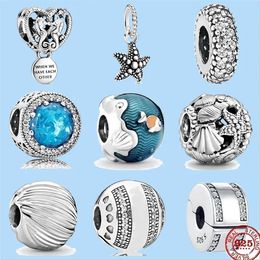 925 charm beads accessories fit pandora charms jewelry Wholesale New Ocean Series Shell Starfish Glass Murano