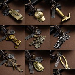 Keychains Lanyards Fashion Car Lovers Couple Keychain Bags Music Guitar Elephant Skateboard Hat Bicycle For Key Ring Tags Dhgarden Dh1Au