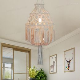 Chandeliers Bohemian Style Chandelier Dining Room Living Decoration Cotton Romantic Simple Bedroom Woven