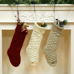 Knitting Christmas Stocking 46cm Gift Stocking-Christmas Xmas Stockings Holiday Stocks Family-Stockings indoor decoration