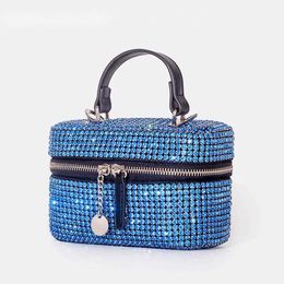 Shoulder Bags Diamond Box Evening Clutch 2023 New Luxury Korean Cute Chain Shiny Rhinestone Crossbody Bag Wedding High Quality 230426