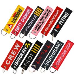 1 PC Wholesale Aviation Keychain Remove Before Flight Both Sides Embroidery Car Key Accessories Backpack Pendant Chain