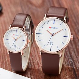 Wristwatches Simple Date Display Creative Lover Watch Women Men Quartz Female Male Clock Fashion Watches Leather Belt Relgio De Casal