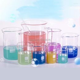 Pyrex Beaker Lab Glassware Borosilicate Glass Measuring Cup Flat Bottom For Scientific Test 5 10 25 50 100ml 5pcs/set