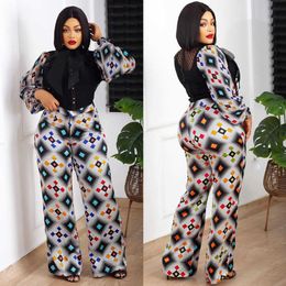 Women's Two Piece Pants Two Piece Sweater Set Fashion Long Sleeve Blouses Lace Pants High Waist 2 Piece Define Female 2023 Loose Tops Outfits P230515