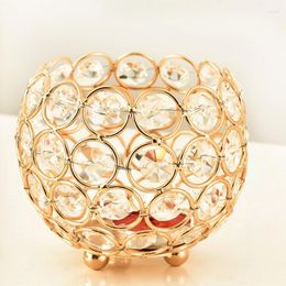 Candle Holders Gold Crystal Holder Bowl Tea Light Home Wedding Party Accessories Romantic Dinner Table Decorations