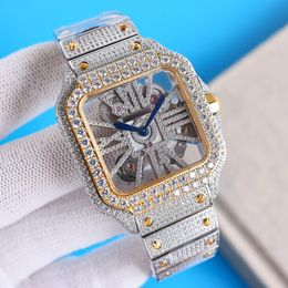 Diamond Mens Watch Quartz Movement Watch 40mm Luminous Sapphire Waterproof Business Wristwatches Montre De Luxe