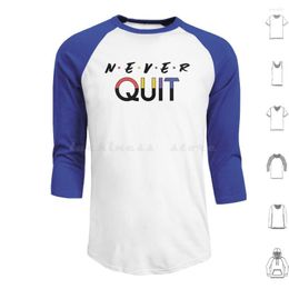 Men's Hoodies Never Quit Funny Saying. Long Sleeve Motivation Give Up Motivational Inspiration Quote