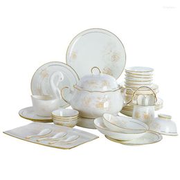 Dinnerware Sets Bowl And Dish Set Jingdezhen Tableware Bone China Ceramic Rice European Style Phnom Penh Wedding Porcelain Gift