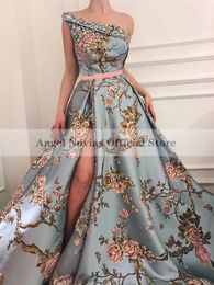 Party Dresses Long Women's Floral Arabic Blue Evening 2023 Vestidos De Noche Gala Wedding Gowns Elegantes Para Mujer