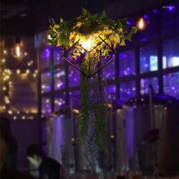 Pendant Lamps Net Red Retro Plant Light Restaurant Cafe Bar Pot Shop Creative Cherry Blossom Green Decoration Chandelier