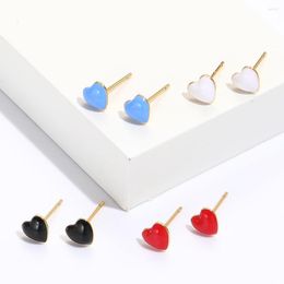 Hoop Earrings Enamel Heart Star Stud For Women Black Color Love Couple Gifts Trendy Simple Cute Romantic Jewelry Accessories Ear