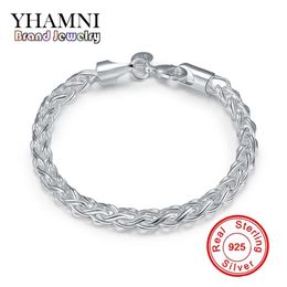 YHAMNI Fashion Original Jewellery Real Solid 925 Sterling Silver Unisex Bracelet Luxury wedding Gift Bracelet H070285v