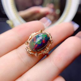 Cluster Rings Dazzle Black Opal Exquisite Female Niche Design Premium Sense Opening Adjustable Sterling Silver Index Finger Ring