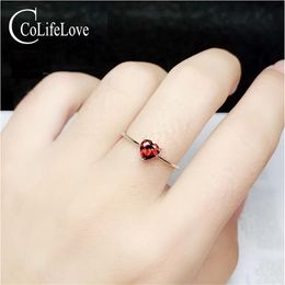 Simple 925 silver garnet heart ring 5 mm natural garnet silver engagement ring sterling silver garnet fine jewelry CoLifeLove253H
