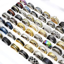 20 Pieces Mix Style Fashion Stainless Steel Rings For Men and Women Heart Stripe Round Bulk Punk Statement Rings Whole337e