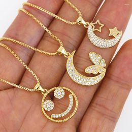 Chains 2023 Simple Fashion Light Of Stars Moon Charm Necklace Delicate Clavicle Rhinestone Chain For Women Jewellery